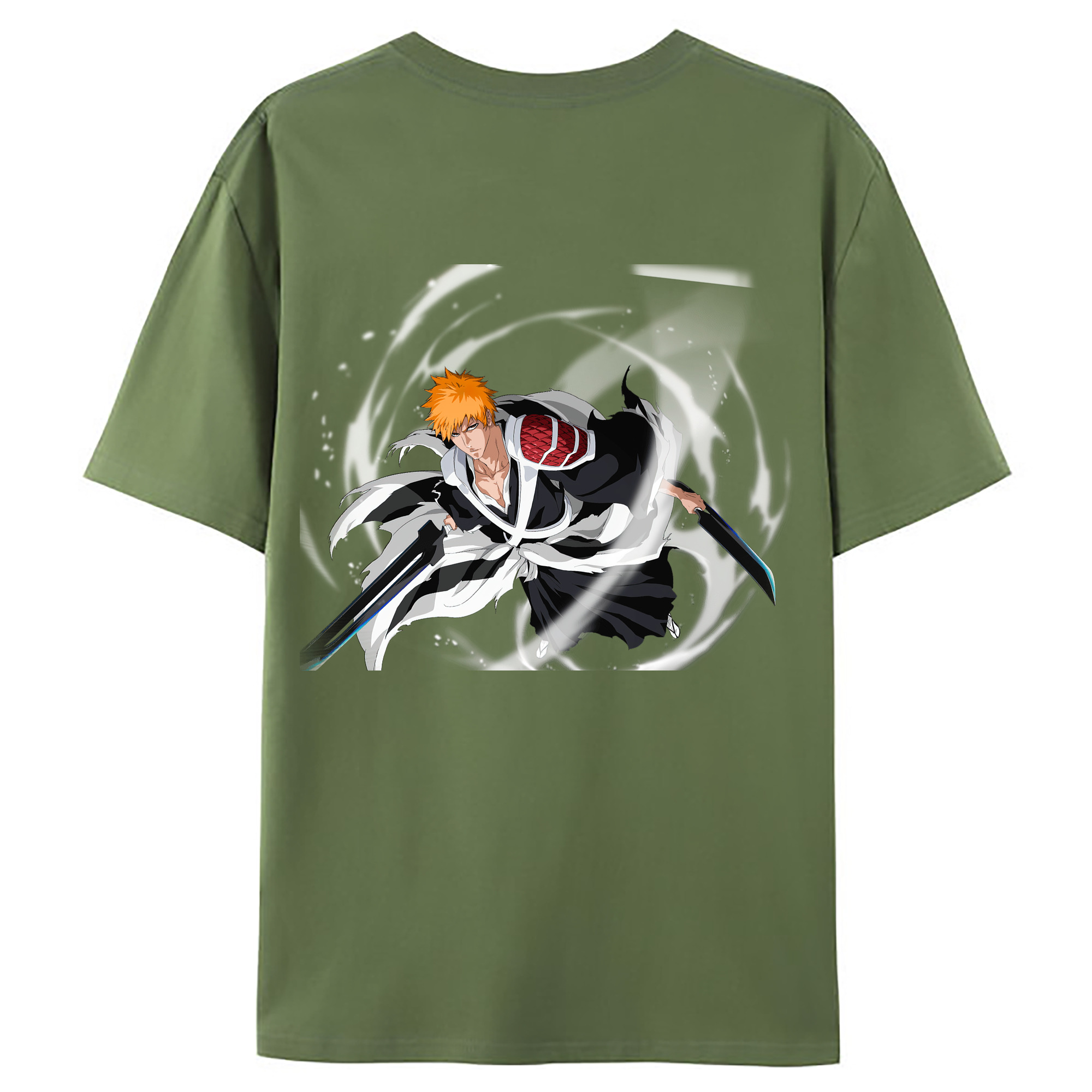 （画像用） ブリーチ 黒崎一護（くろさき いちご）BLEACH Kurosaki Ichigo 綿100％ メンズ半袖Tシャツ（バックプリント） 通気性